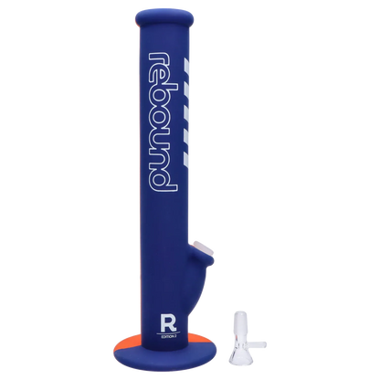Tall, side view of the Rebound Edition 2 - Straight - Blue & Orange standing upright on a white background, showing its blue shaft with white branding and orange base.