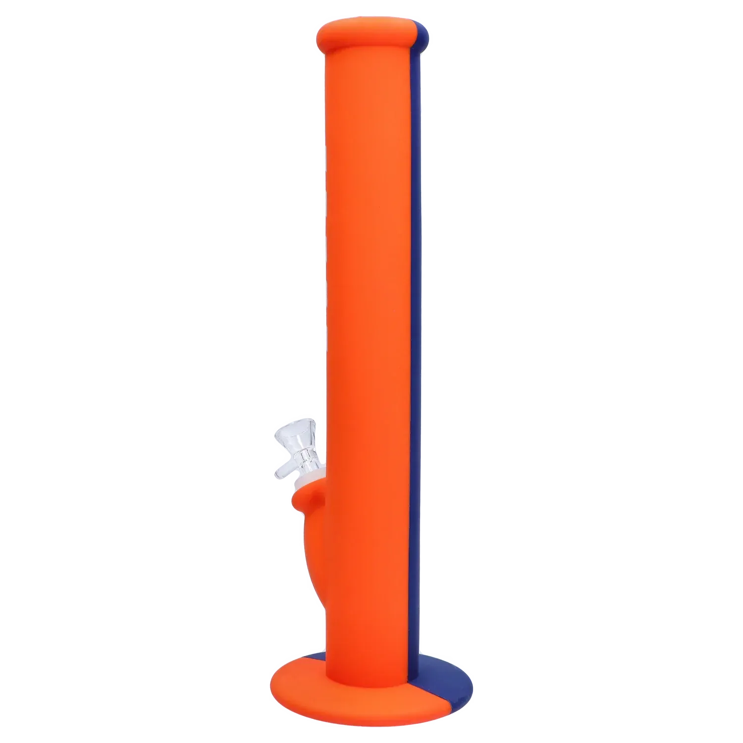 Tall side view of the Rebound Edition 2 - Straight - Blue & Orange showing its bright orange cylinder with a slim blue stripe and round base against a white background