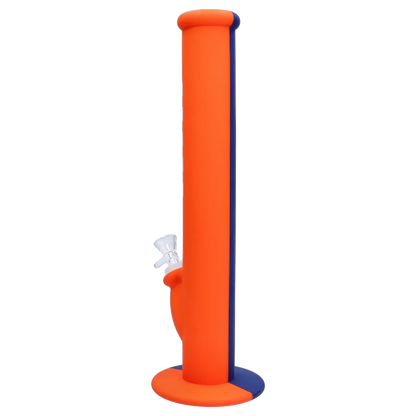 Tall side view of the Rebound Edition 2 - Straight - Blue & Orange showing its bright orange cylinder with a slim blue stripe and round base against a white background
