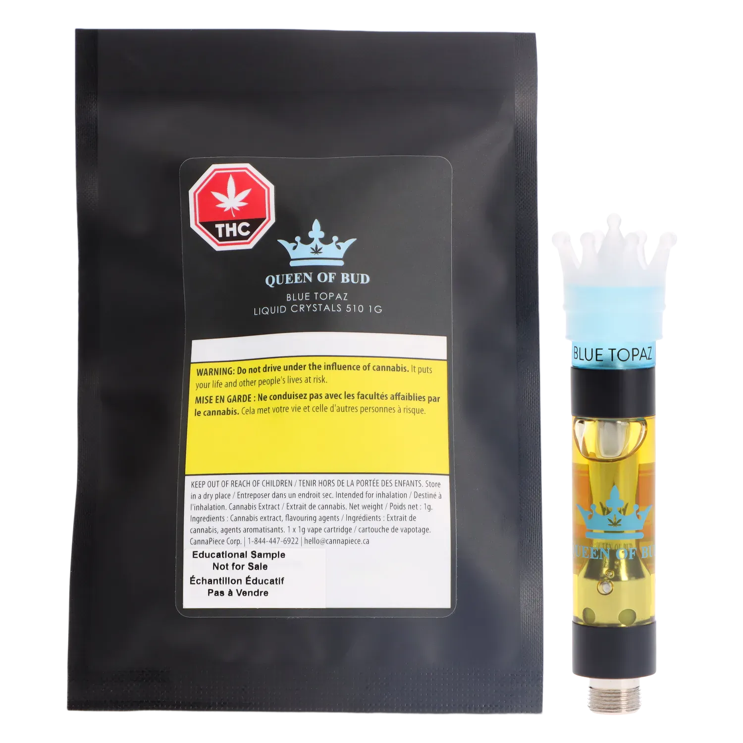 Queen of Bud 1 g Blue Topaz Liquid Crystals Vape Cartridge Vapes
