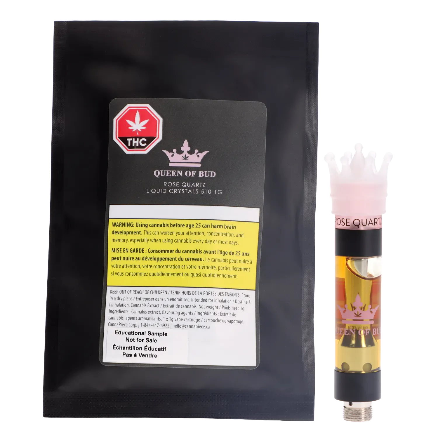Queen of Bud 1 g Rose Quartz Liquid Crystals Vape Cartridge Vapes