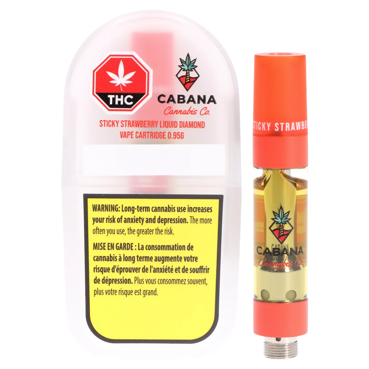 Cabana Cannabis Co. 0.95 g Sticky Strawberry Liquid Diamond Vape Cartridge Vapes