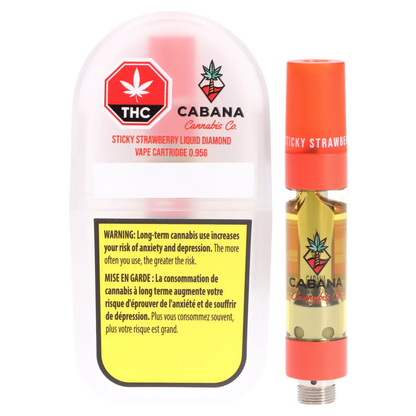 Cabana Cannabis Co. 0.95 g Sticky Strawberry Liquid Diamond Vape Cartridge Vapes