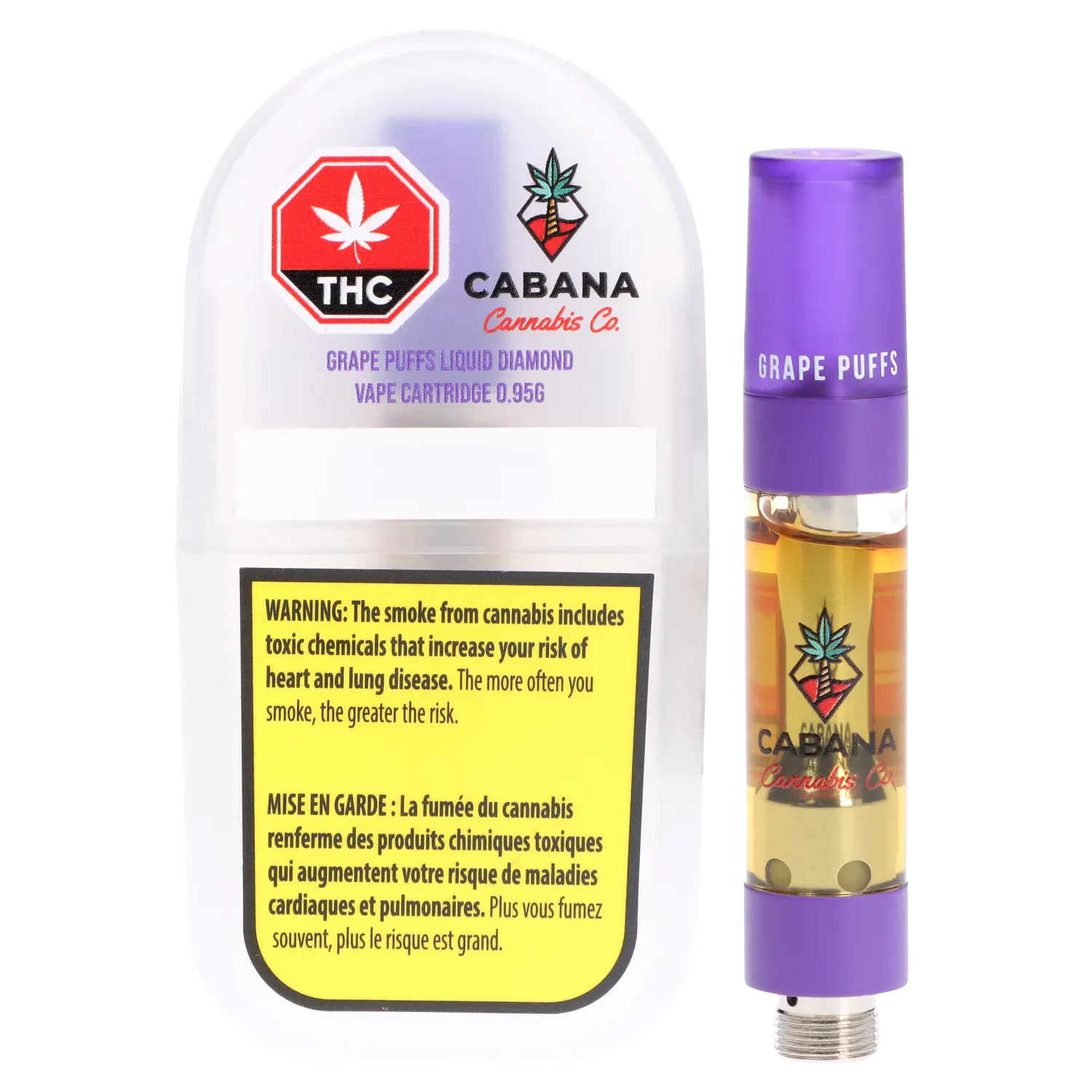 Cabana Cannabis Co. 0.95 g Grape Puffs Liquid Diamond Vape Cartridge Vapes