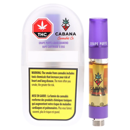 Cabana Cannabis Co. 0.95 g Grape Puffs Liquid Diamond Vape Cartridge Vapes
