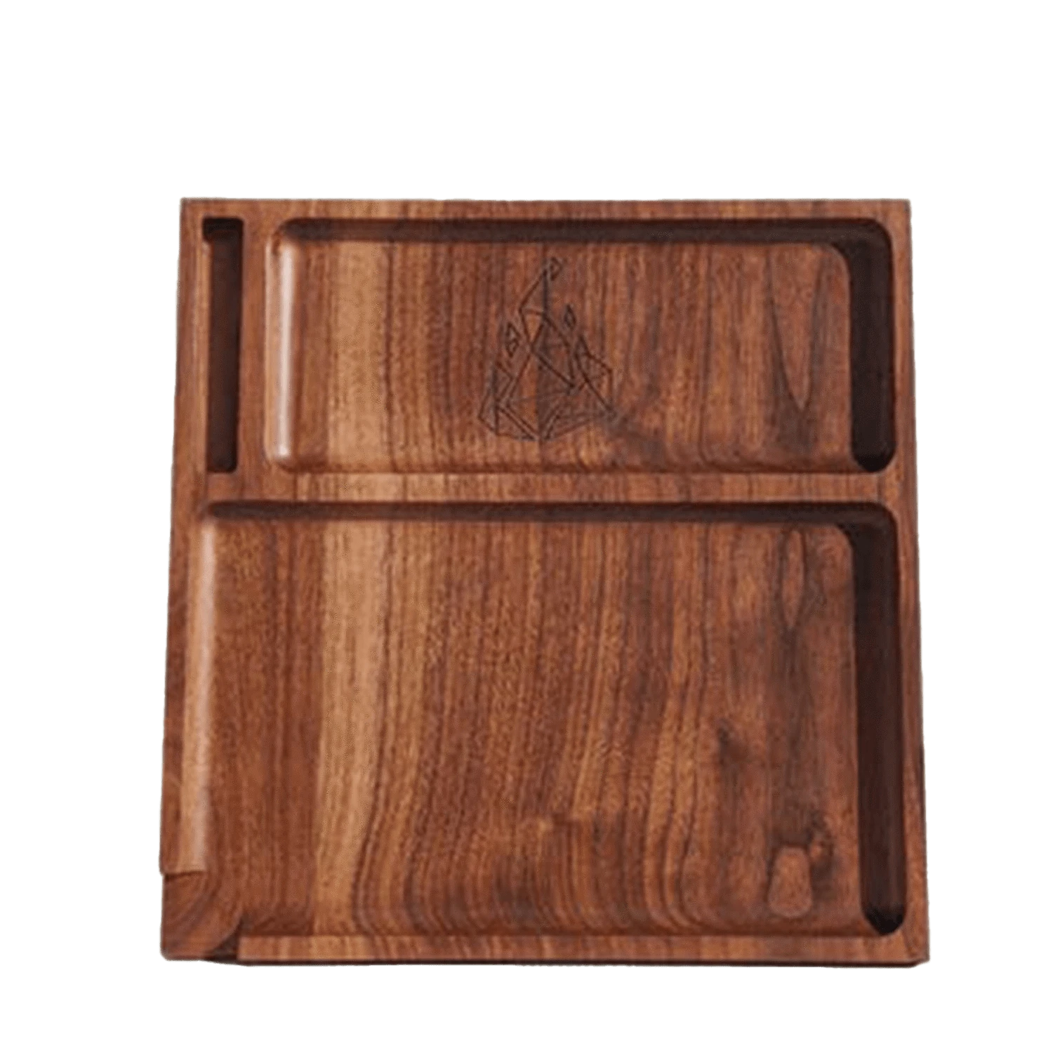 A top-down view of the BRN Yaketa Wood Rolling Tray, showcasing its smooth, wood grain surface and rectangular shape.