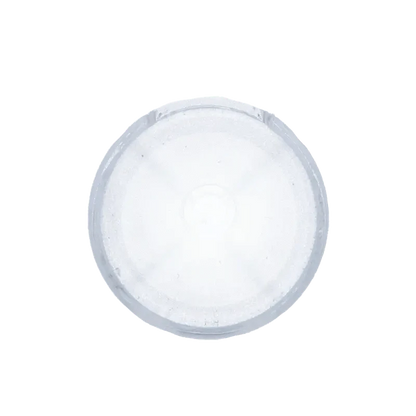 Top-down view of the Valiant Quartz Carb Cap for Banger, a small, circular glass piece with a smooth, polished finish.