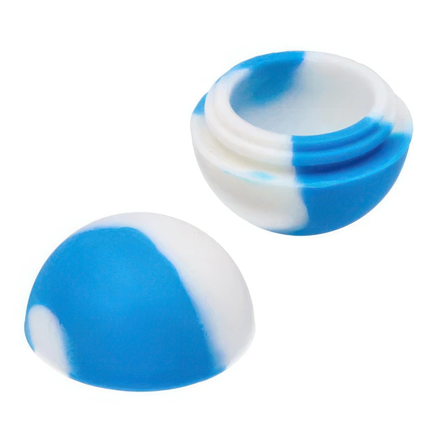 A close-up of the Valiant Silicone Ball Container, showcasing the smooth, rounded shape and assorted color of the 5.6ml container.