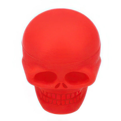Front view of the Valiant Silicone Skull Container, a small, red skull-shaped container against a plain white background.