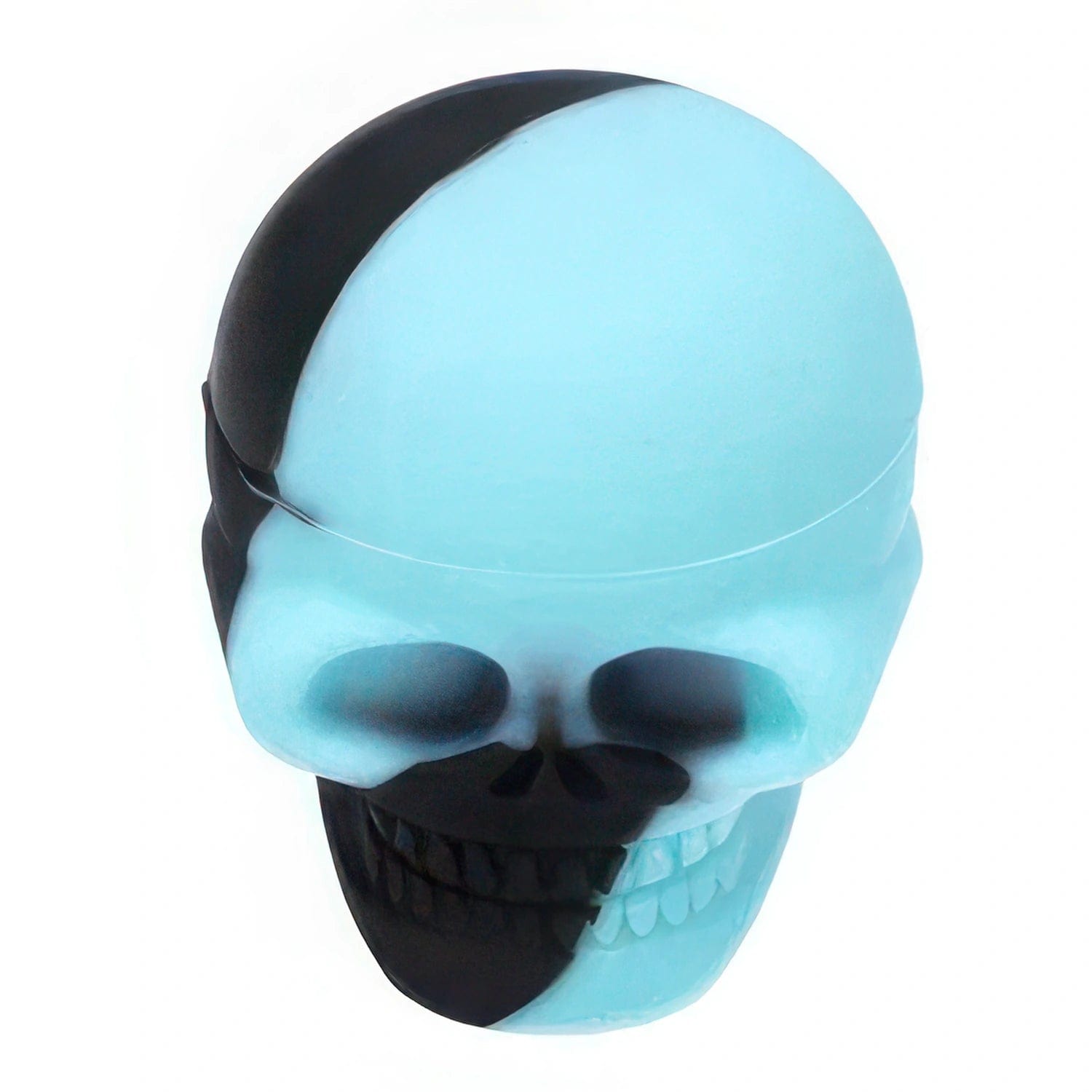 Front view of the Valiant Silicone Skull Container, a small, dark-colored skull-shaped container against a plain white backdrop.