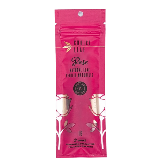 Front view of the Choice Leaf Medium Rose Cones 2pk, showing a close-up of the packaging with a rose motif.