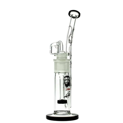 A front view of the C&C Waterpipe w Dab Rig Tied Stick withD.S and Quartz-Black, showing the black-accented glass pipe angled against a plain white background.
