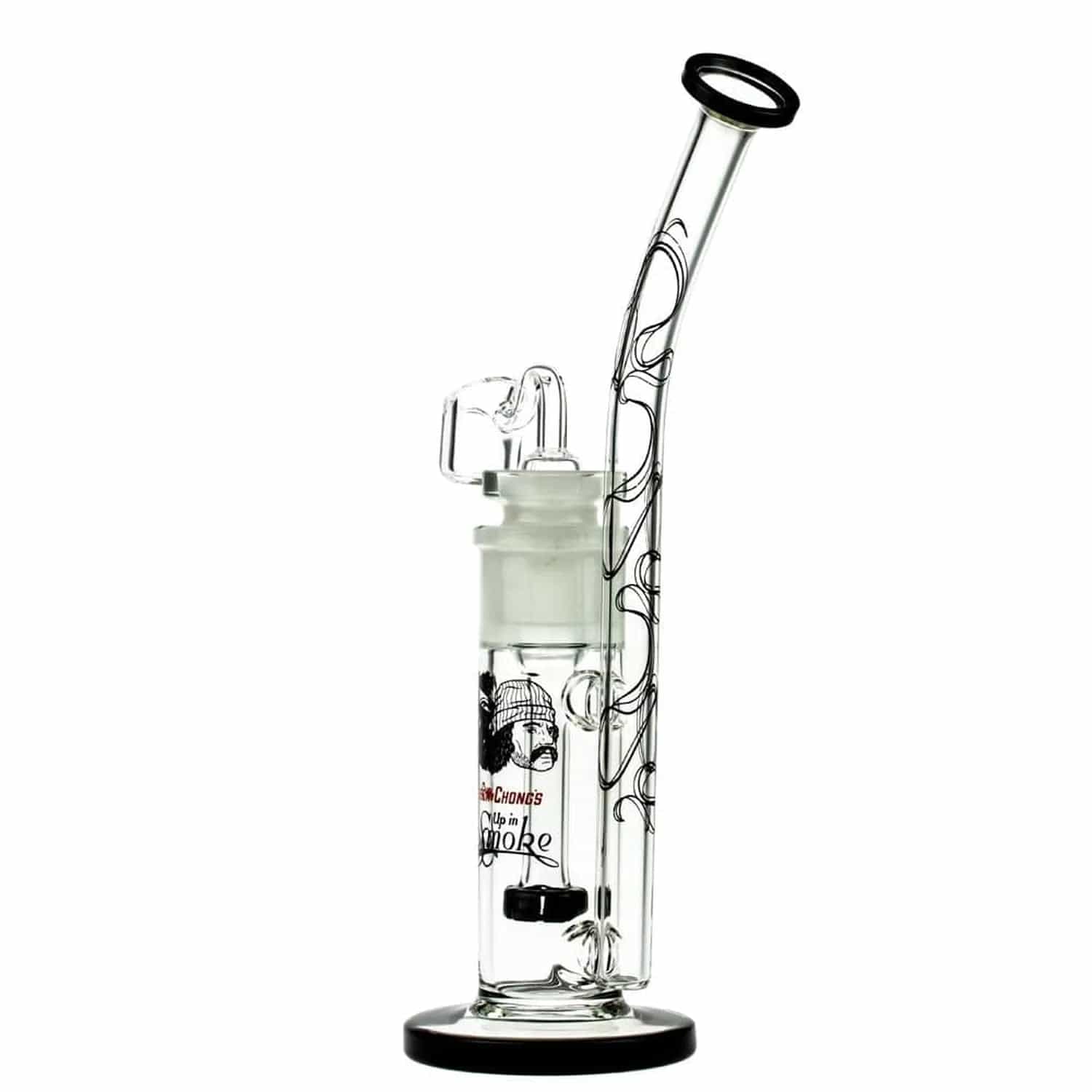 The C&C Waterpipe w Dab Rig Tied Stick withD.S and Quartz-Black is displayed in a studio shot, showing the black base and clear glass stem.