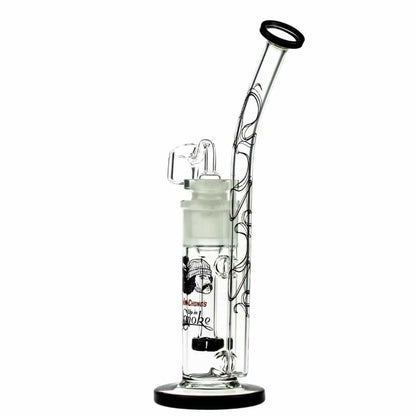The C&C Waterpipe w Dab Rig Tied Stick withD.S and Quartz-Black is displayed in a studio shot, showing the black base and clear glass stem.