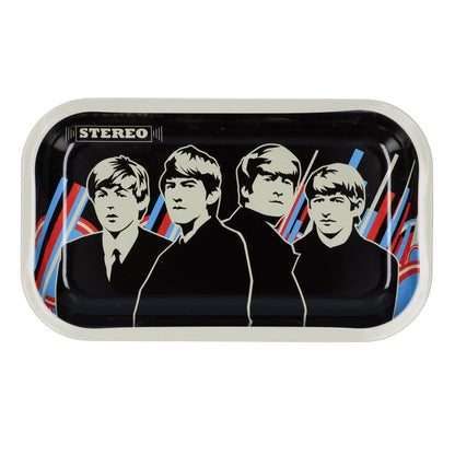 The medium Rock Legends-Fab4 Abbey Road Rubber Soul Rolling Tray displays a black and white image of The Beatles crossing Abbey Road.