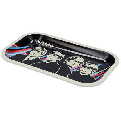 The medium-sized Rock Legends-Fab4 Abbey Road Rubber Soul Rolling Tray is pictured from above, displaying a colorful design.