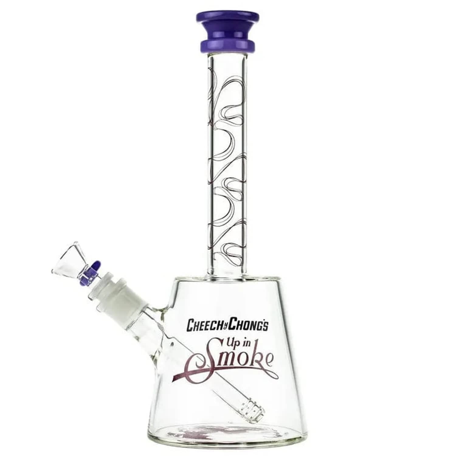 A studio shot of the C&C 40th Anniversary The Chong Water Pipe in milky purple, angled to showcase its curves and joint.