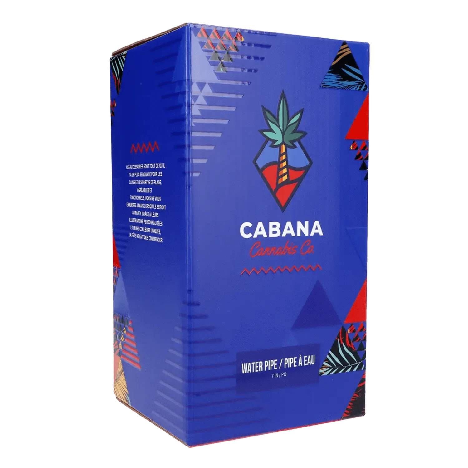 Front view of the 7-inch Cabana Cannabis Co. Surf Water Pipe in teal, showcasing its sleek design against a dark backdrop.