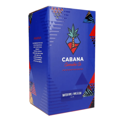 Front view of the 7-inch Cabana Cannabis Co. Surf Water Pipe in teal, showcasing its sleek design against a dark backdrop.