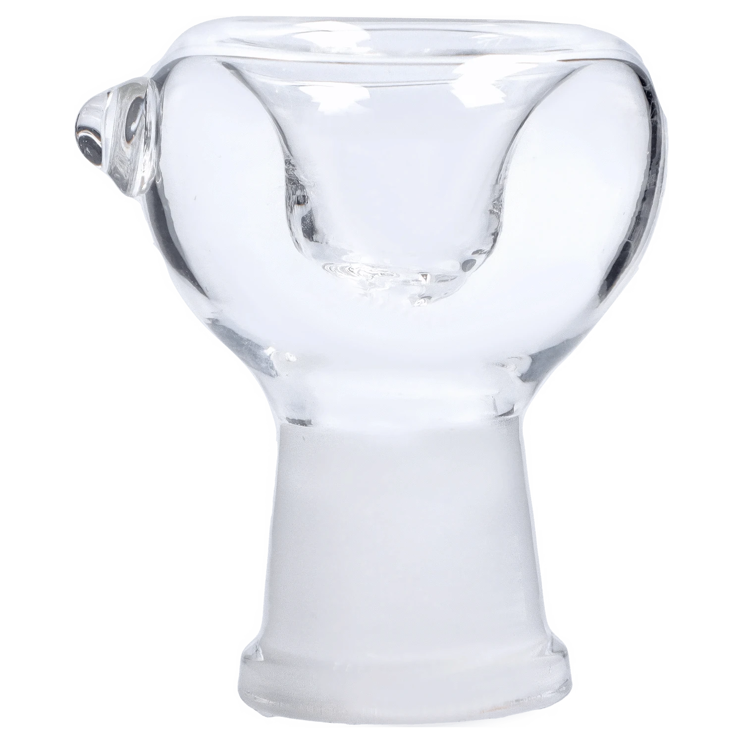 A straightforward studio shot of the 14mm Bowl, showcasing its clear glass construction and simple, rounded design.