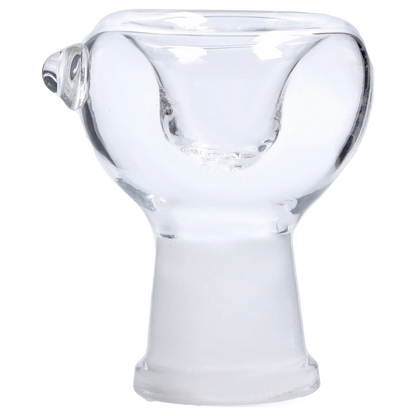 A straightforward studio shot of the 14mm Bowl, showcasing its clear glass construction and simple, rounded design.