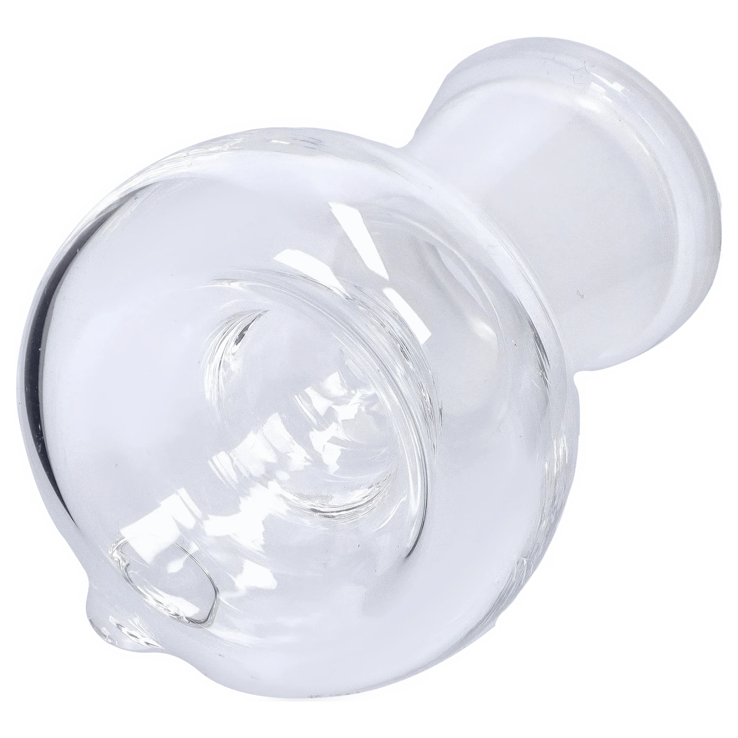 A close-up view of the 14mm Bowl, showcasing its clear glass construction and rounded shape against a white background.