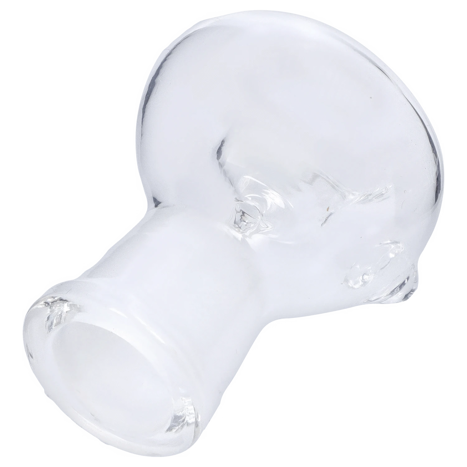 A close-up of the 14mm Bowl, showcasing its clear glass construction and simple, rounded shape.