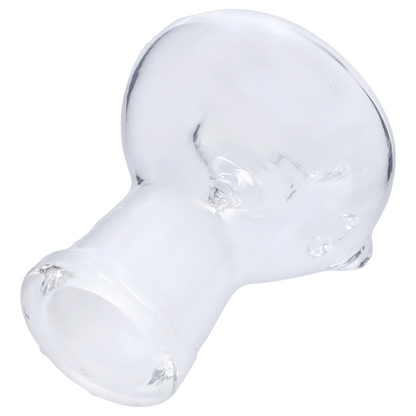 A close-up of the 14mm Bowl, showcasing its clear glass construction and simple, rounded shape.