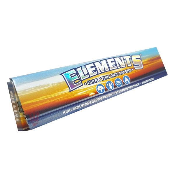 Front view of the Elements - Thin Rice Rolling Papers - King Size package, showcasing the branding against a plain white background.