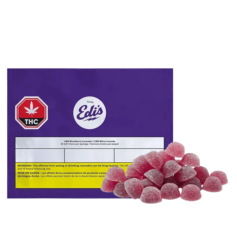 Fast CBN Blackberry Lavender Gummies displayed in a close-up, showing its branded packaging against a dark backdrop.