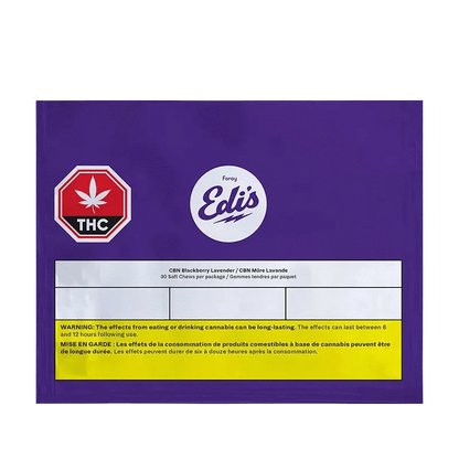 Fast CBN Blackberry Lavender Gummies packaging features a purple and black label with white text and a THC logo.