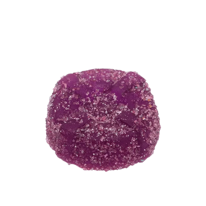 Front view of The Purple One, a smooth, round object presented against a clean, white background.