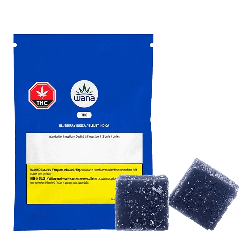 Wana Blueberry Indica Gummies - 2 x 4.5g Soft Chews: Lowest Price