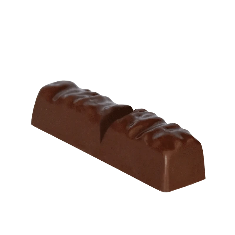 A close-up, angled view of the Hash Rosin Salted Caramel Stix, showcasing its long, brown form against a plain white background.