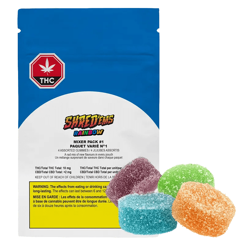 Shred'ems Rainbow Mixer Pack Gummies - Hybrid 18g 25mg THC: Lowest