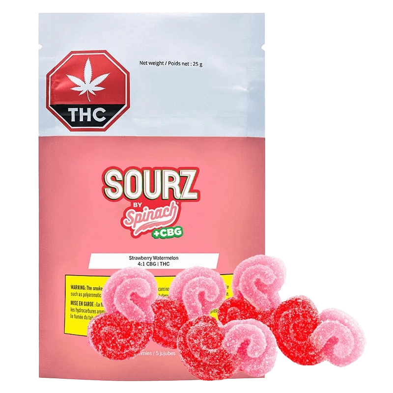 Spinach Sourz Strawberry Watermelon CBG THC Gummies Sativa: Lowest