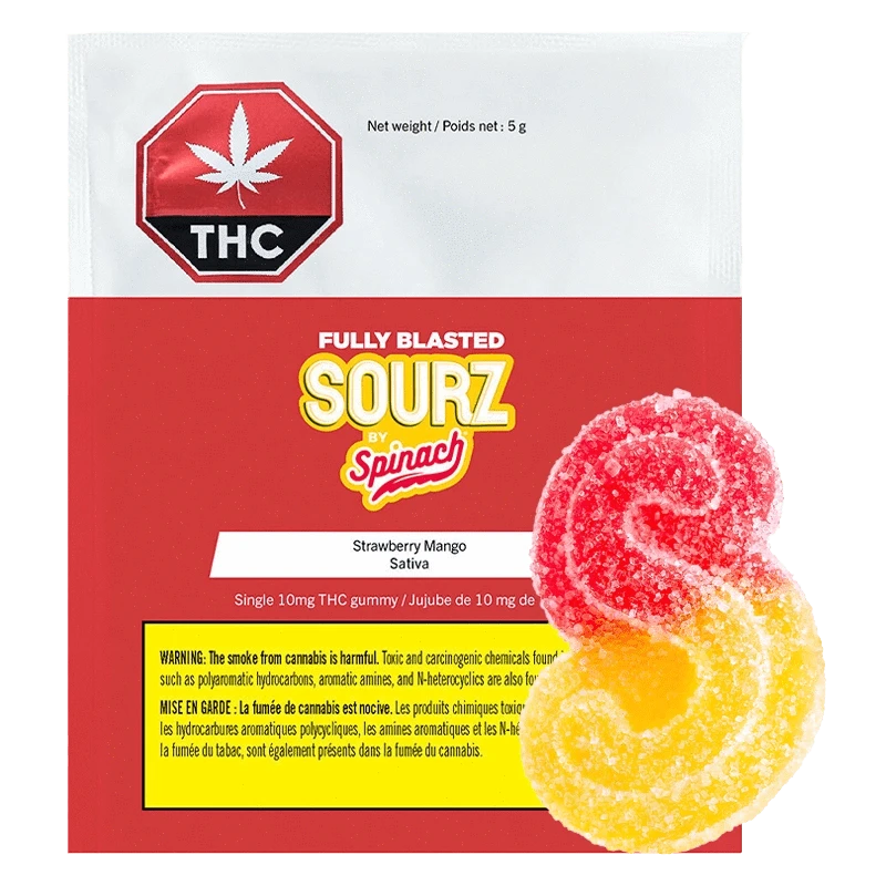 Spinach Sourz Strawberry Mango Gummy (Sativa, 5g): Lowest Price