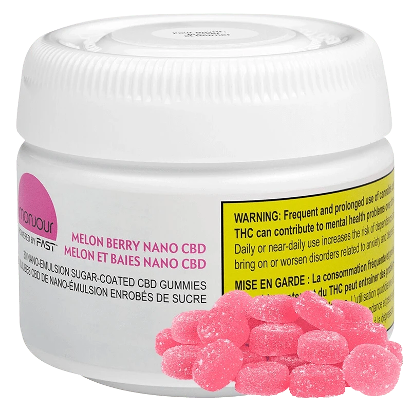 Monjour 30 Pack Melon Berry Nano CBD Gummies Edibles