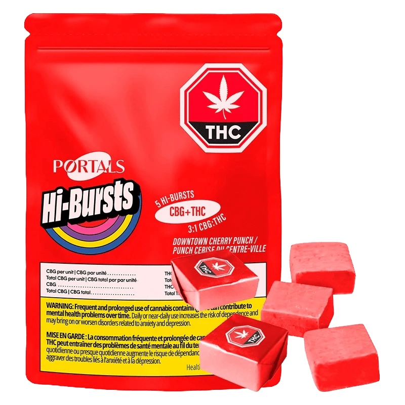 Hi-Bursts Downtown Cherry Punch 3:1 CBG:THC Gummies: Lowest Price