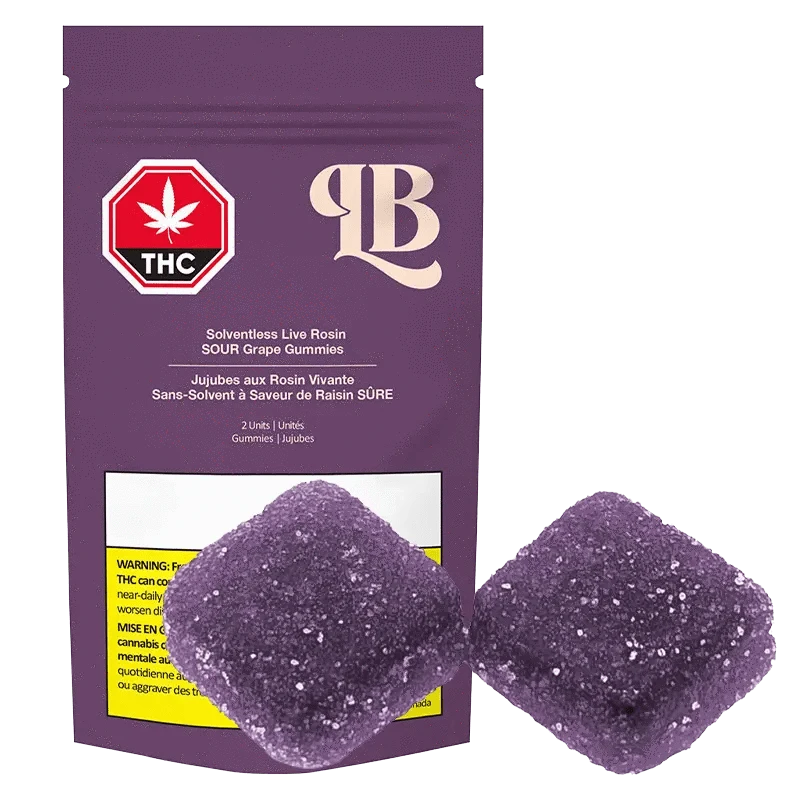 Solventless Live Rosin Sour Grape Gummies: Lowest Price | Canna