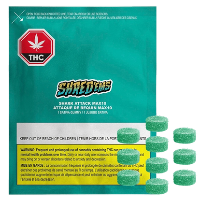 Shred'ems 10 Pack Shark Attack Max10 Gummies Edibles