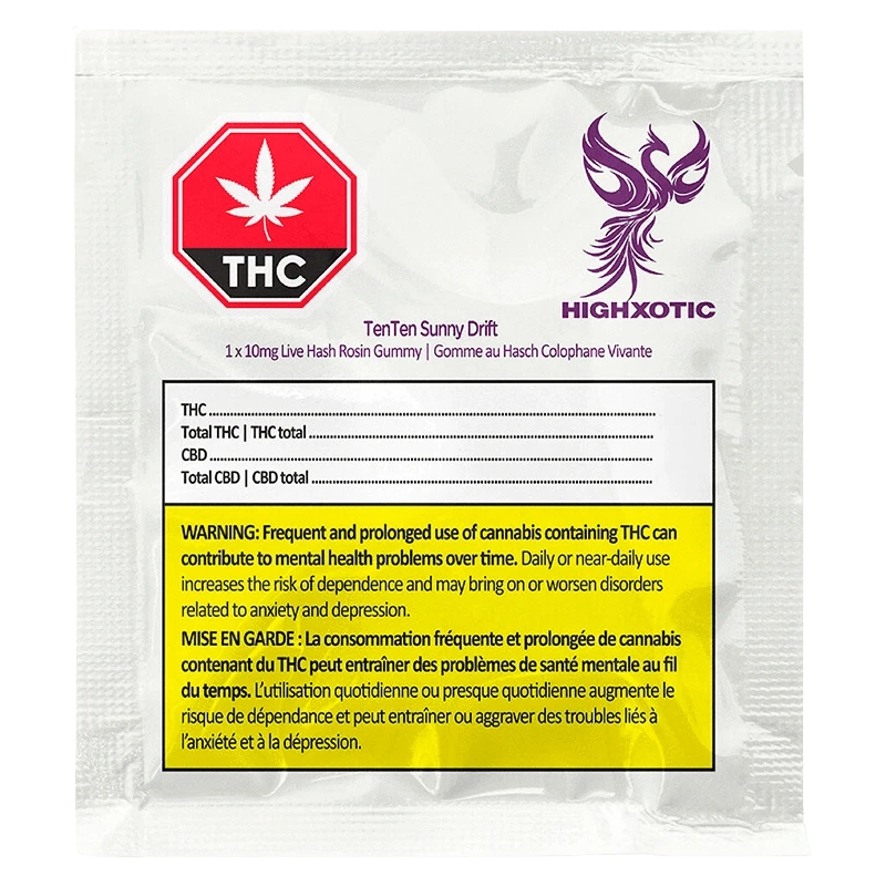 HighXotic 1 Pack TenTen Sunny Drift Live Rosin Gummies Edibles