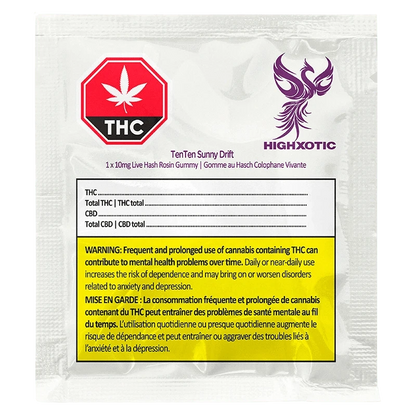 HighXotic 1 Pack TenTen Sunny Drift Live Rosin Gummies Edibles