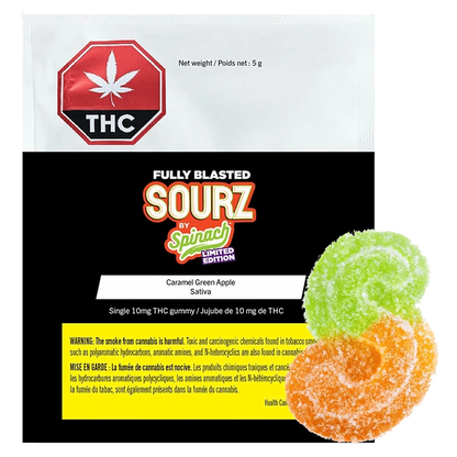 Spinach Sourz 1 Pack Fully Blasted Caramel Green Apple Gummies Edibles