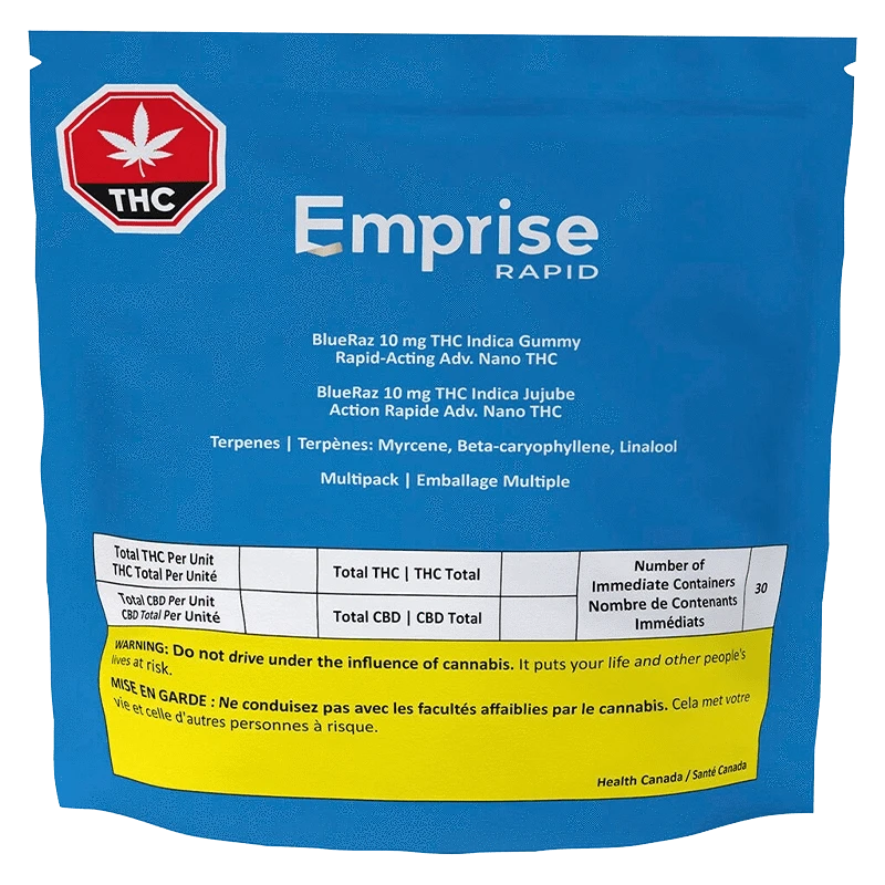 Emprise Rapid 30 Pack BlueRaz THC Gummies Edibles