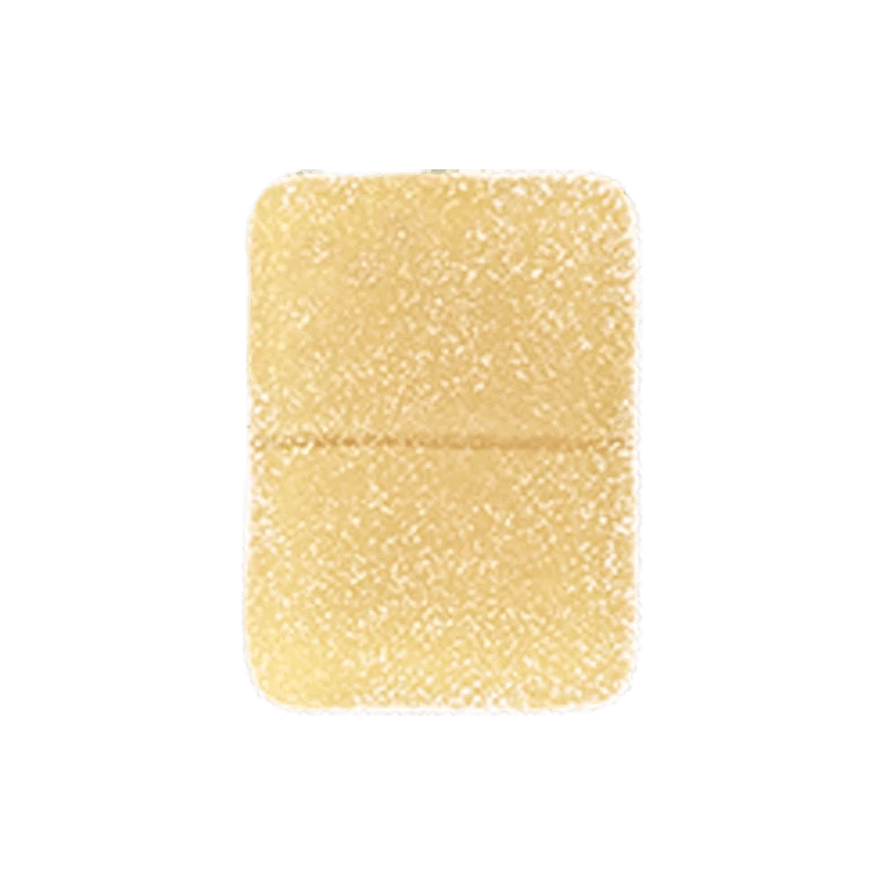 Top-down close-up of a sugar-coated, rectangular pear gummy showing a horizontal score line, labeled Pear THC:CBG Gummies.