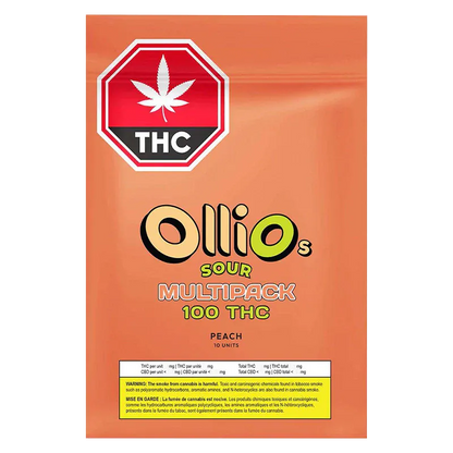 Olli Brands 10 Pack THC Multipack Sour Peach Gummies Edibles