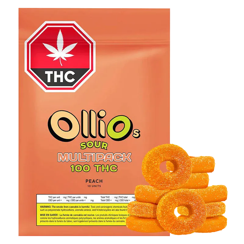 Olli Brands 10 Pack THC Multipack Sour Peach Gummies Edibles