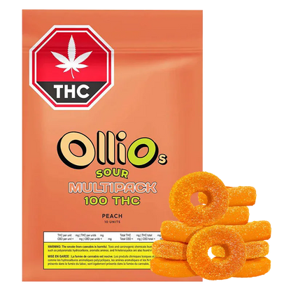 Olli Brands 10 Pack THC Multipack Sour Peach Gummies Edibles