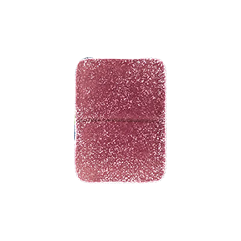 Close-up top-down view of a single pink, sugar-coated Blueberry THC Gummies square centered on a white background.